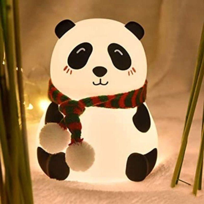 Cute Panda Night Lamp for Kids – Touch Sensor Silicone Bedside Light with 7 Colors