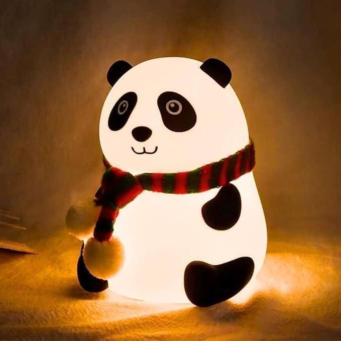 Cute Panda Night Lamp for Kids – Touch Sensor Silicone Bedside Light with 7 Colors