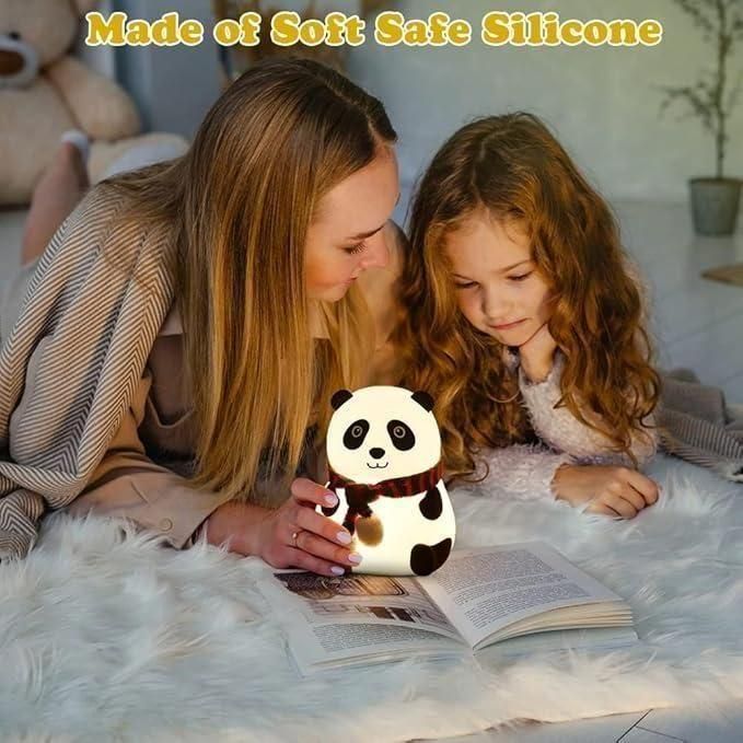 Cute Panda Night Lamp for Kids – Touch Sensor Silicone Bedside Light with 7 Colors
